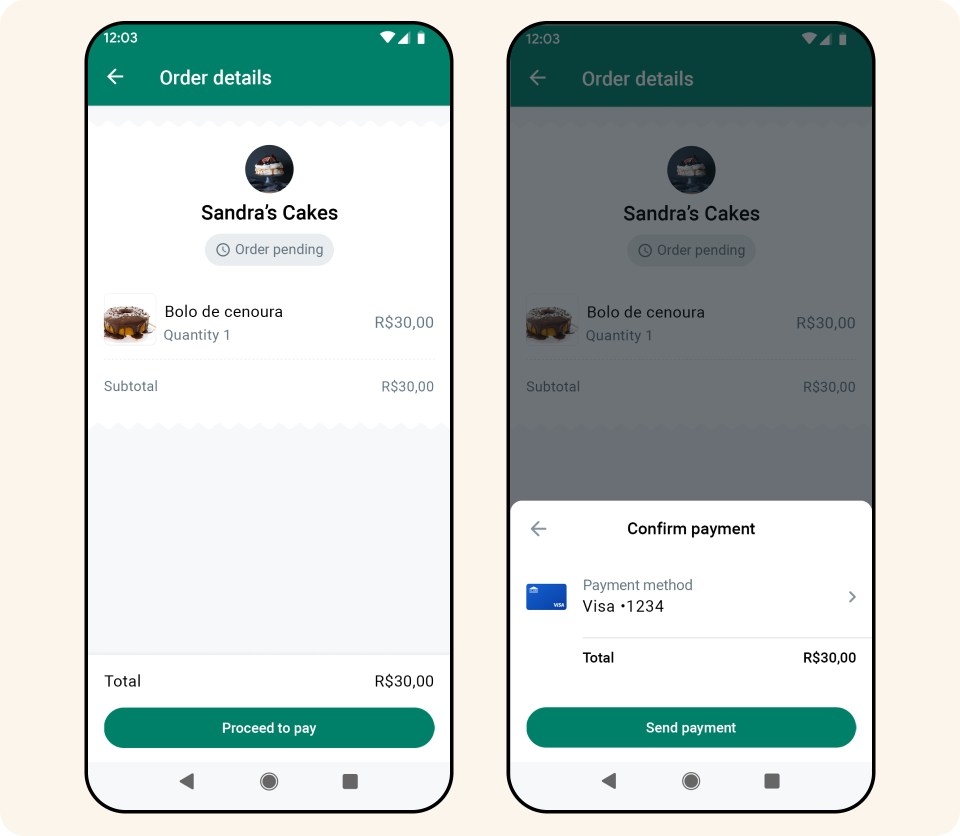 An image showing the user interface of WhatsApp in Brazil when